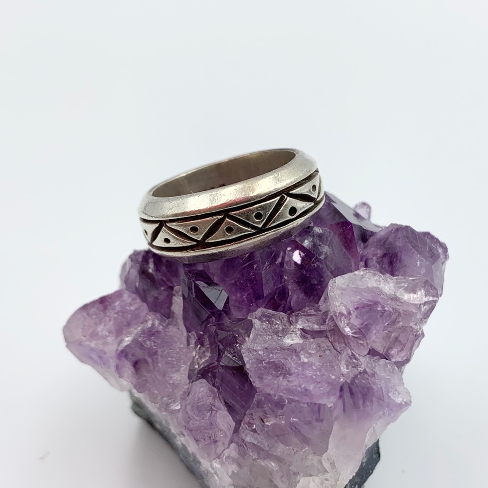 Unisex Sterling Silver Mexican Aztec Band Ring
